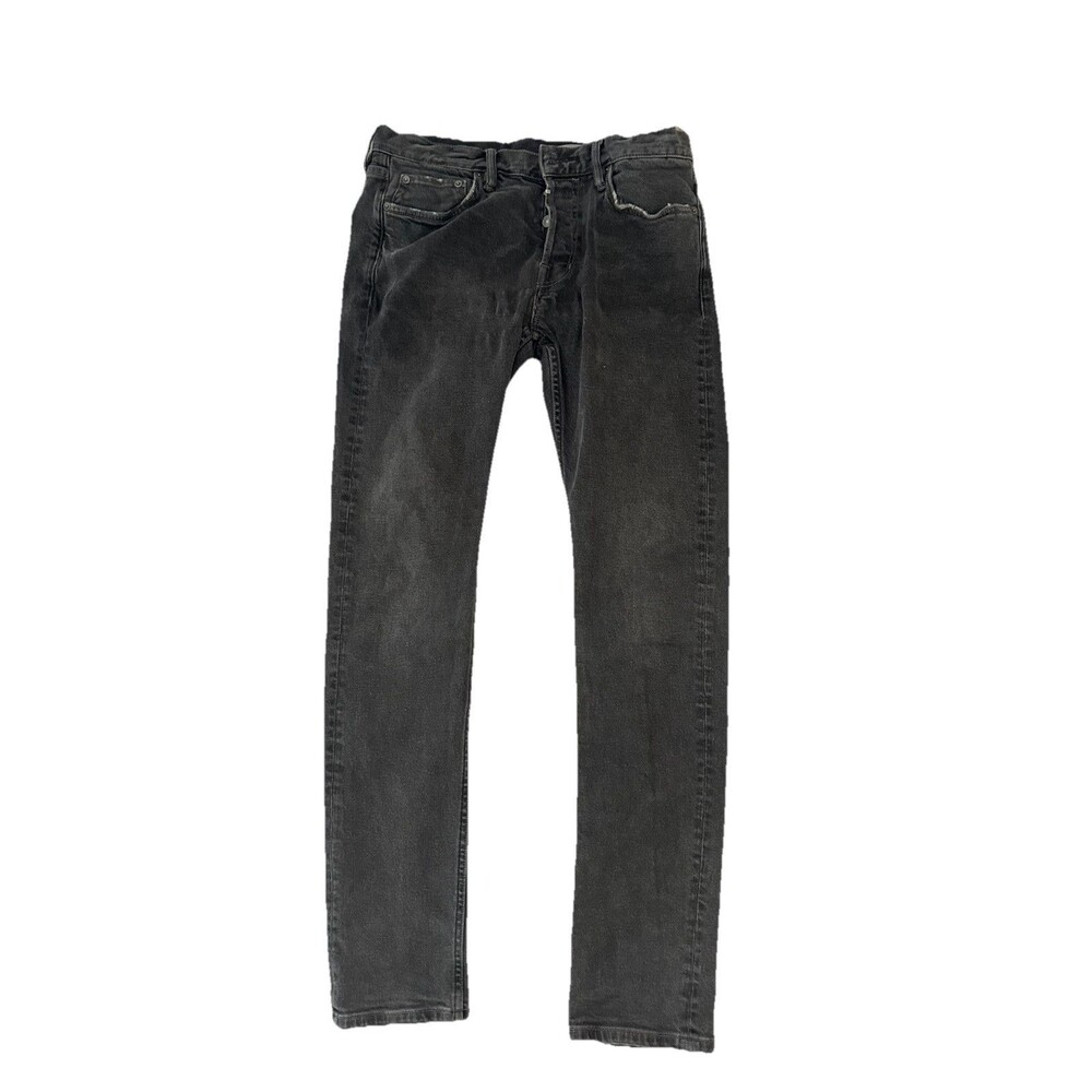 All Saints REX Jeans Men Size 30x31 Faded Black  Distressed Button Fly Skinny